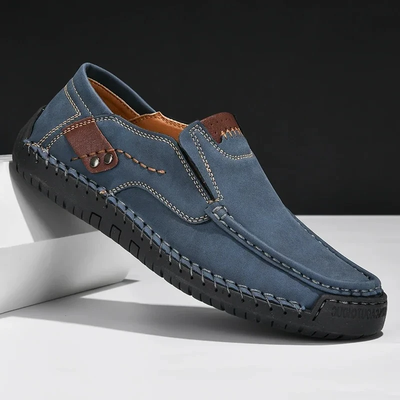 

Men Shoes Casual Comfortable Slip On Loafers Men Leather Shoes Flats Moccasins Walking Shoes Fall Handmade Leather