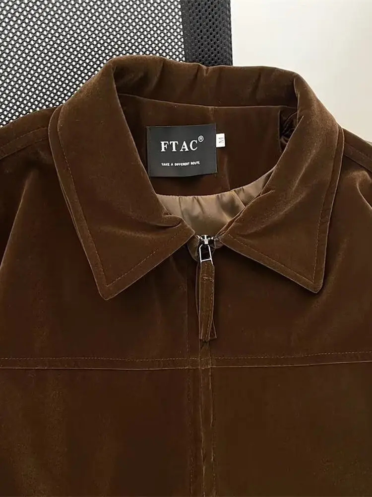 

Мужская короткая свободная куртка-бомбер из замши на молнии с отложным воротником в гонконгском стиле, осенне-зимняя, модная, теплая, молодежная, популярная