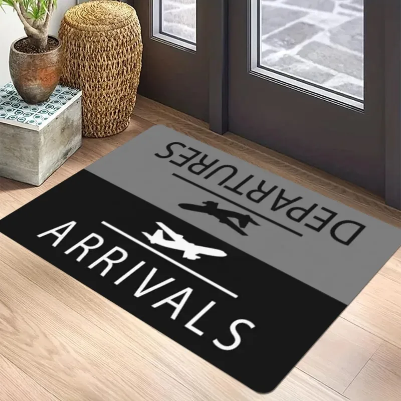 VIKAMA Aviation-Themed Rug With Departure/Arrival Signage, Non-Slip Mat For Bedroom, Living Room, And Children'S Room Decor