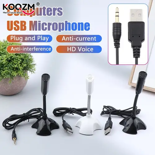 Imagen 2 del producto Micrófono USB de 3,5mm para ordenador portátil, micrófono con soporte para escritorio, reducción de ruido, estudio, canto, juegos, Streaming, Mikrofon