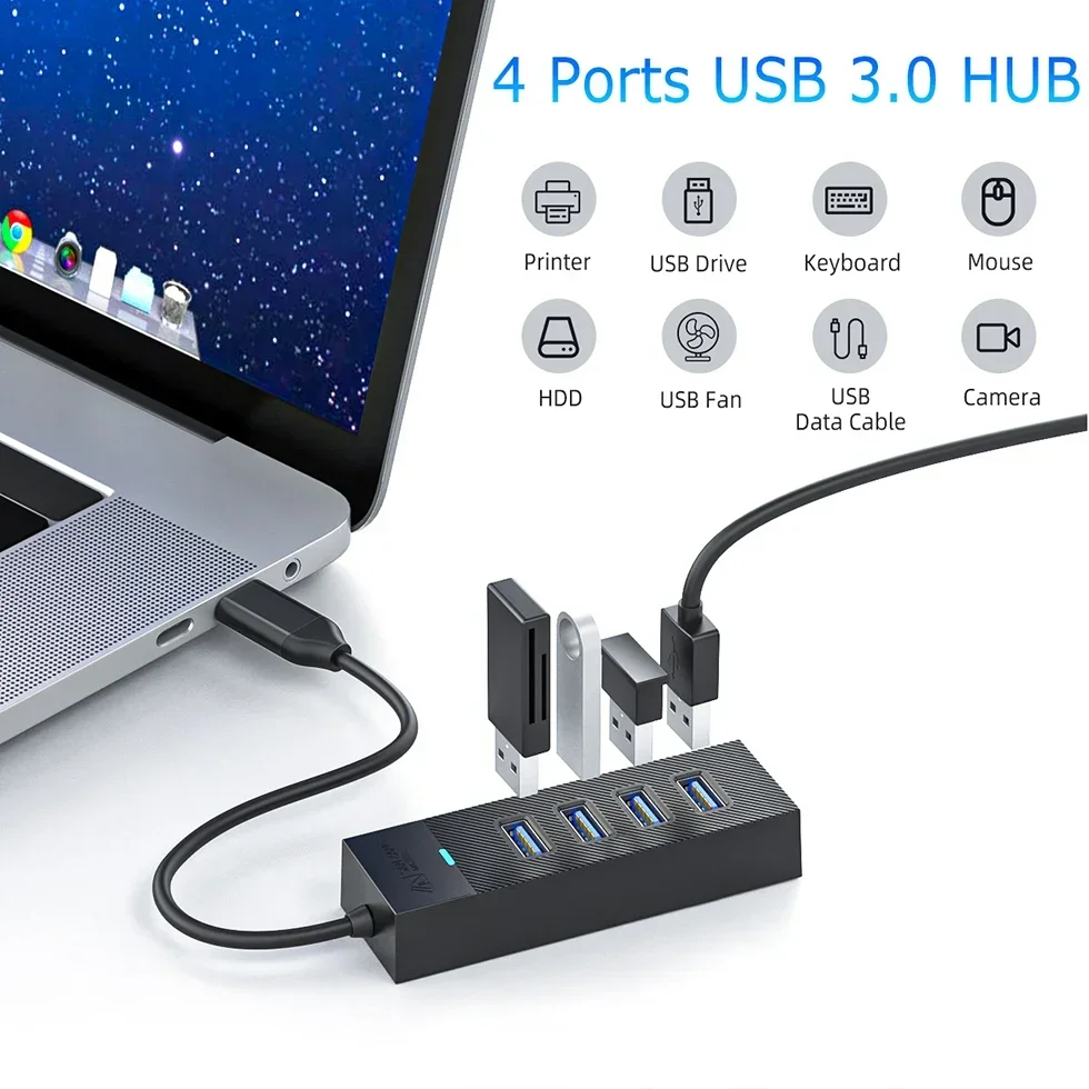 SANZANG 4 Ports 5Gbps Adapter Type C To USB 3.0 Hub High Speed Socket Extension USB Splitter Multi Plug Switch Docking for PC