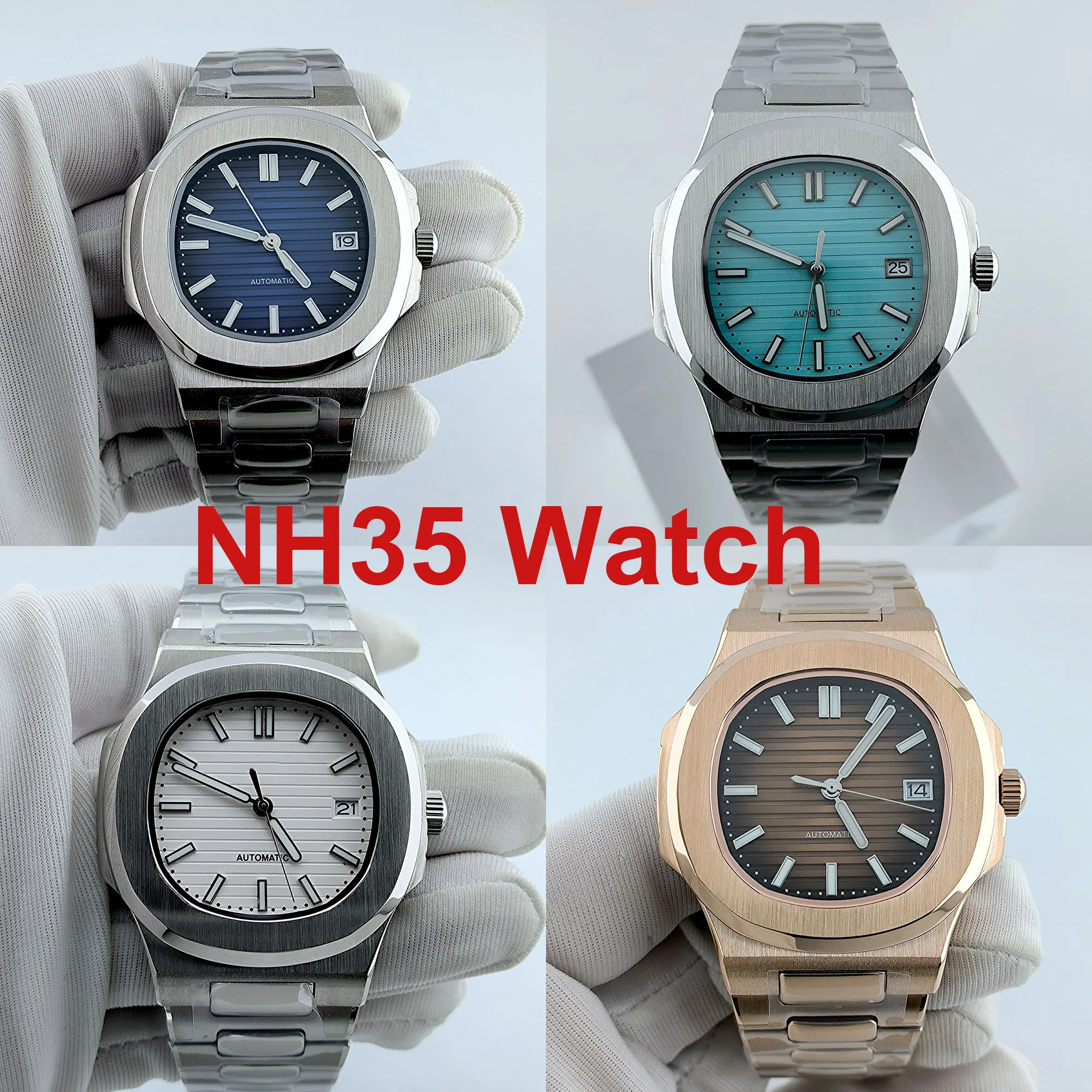 

NH35 Watch Case S logo dial Custom logo Green luminous Men's Watch With NH35 NH36 movements watch