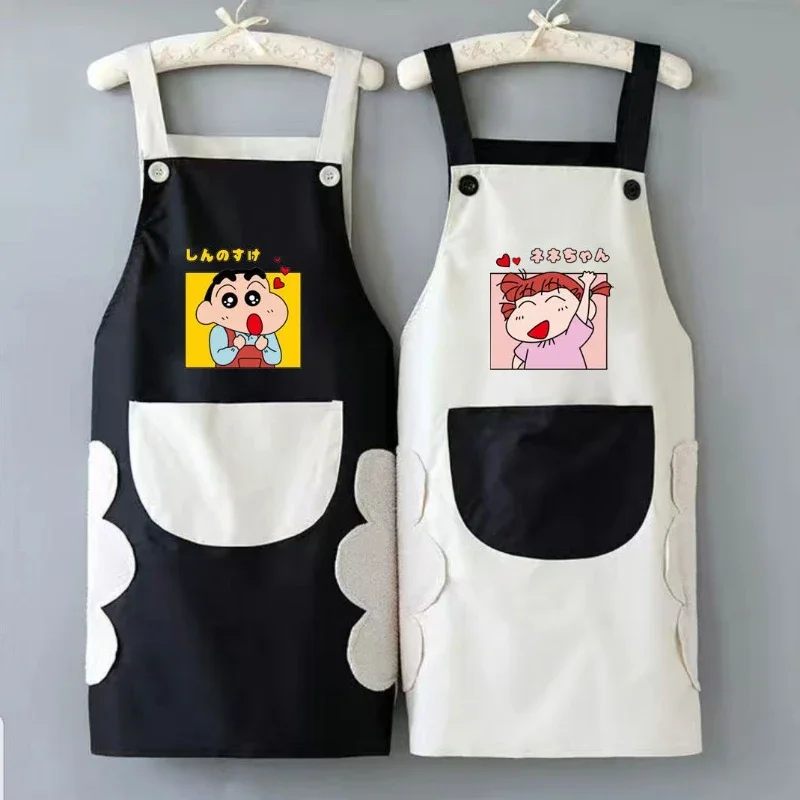 Cartoon Cute Crayon Shin-chan Couple Two-piece Set Kitchen Cooking Baking Waterproof Dirty Resistant Home Work Apron