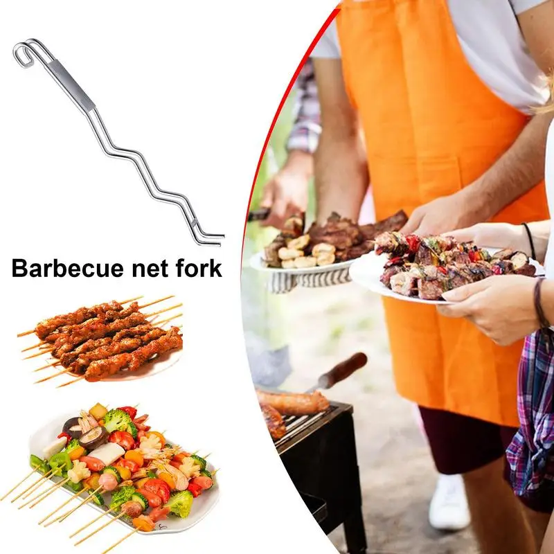 Carving Fork Stainless Steel Cooking Fork with Hook Kitchen Gadget for Meat Barbecue Non-Slip Beef Fork for BBQ Picnic Kitchen