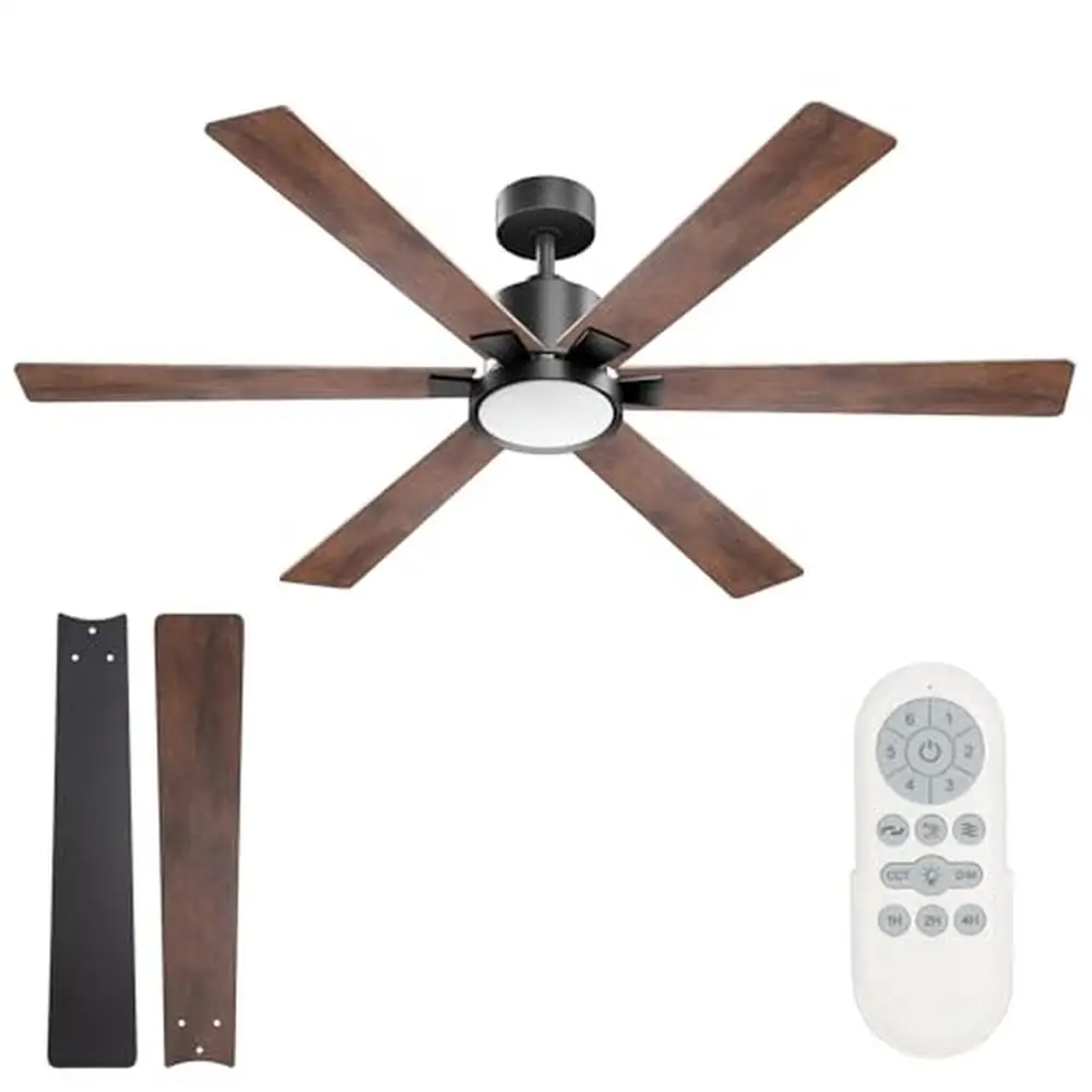 52 Inch Reversible Farmhouse Ceiling Fan with Dimmable LED Light Remote Control ETL Listed Indoor Manufacturer