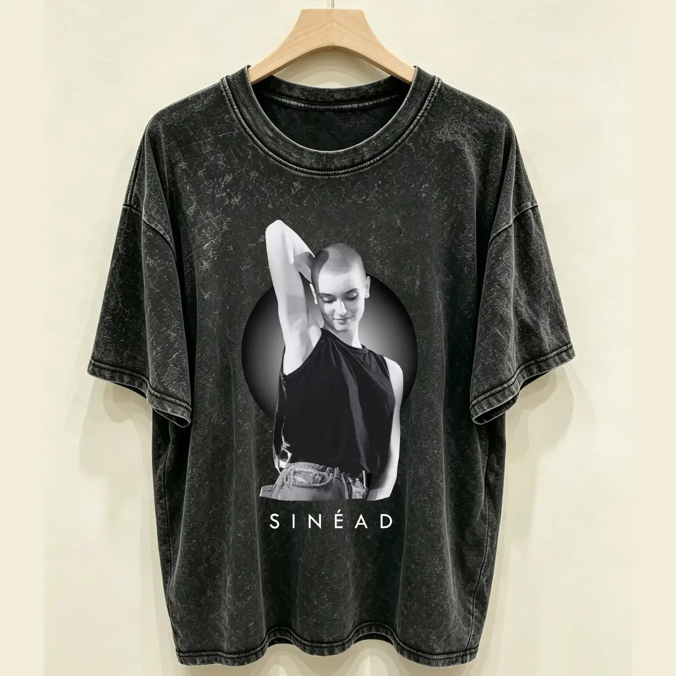 washed T Shirt Sinead O Connor poster black Cotton short sleeve all sizes vintage Washed Top For Everyday Wear designer clothes