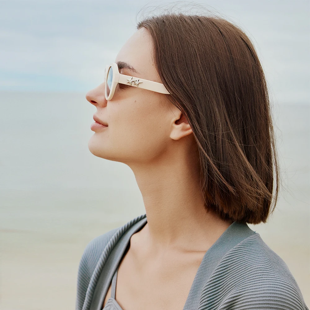 نظارات شمسية OhSunny Fashion Cat-Eye مع ديكور قابل للفصل، UV400، خفيفة الوزن وغير قابلة للانزلاق للنساء لقضاء العطلات على الشاطئ والتسوق والحفلات