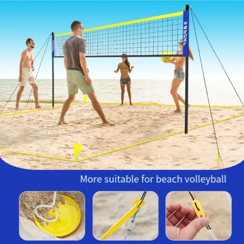 20ft Portable Waterproof Volleyball Net Set Outdoor Sports Frame For Beach Lawn Grass Game