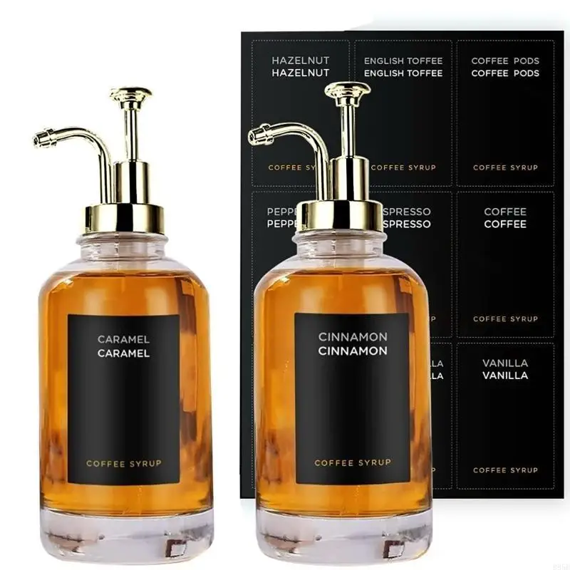 2pcs Oil Dispenser Bottle Condiment Container Glass Coffe Syrup Dispenser B95B