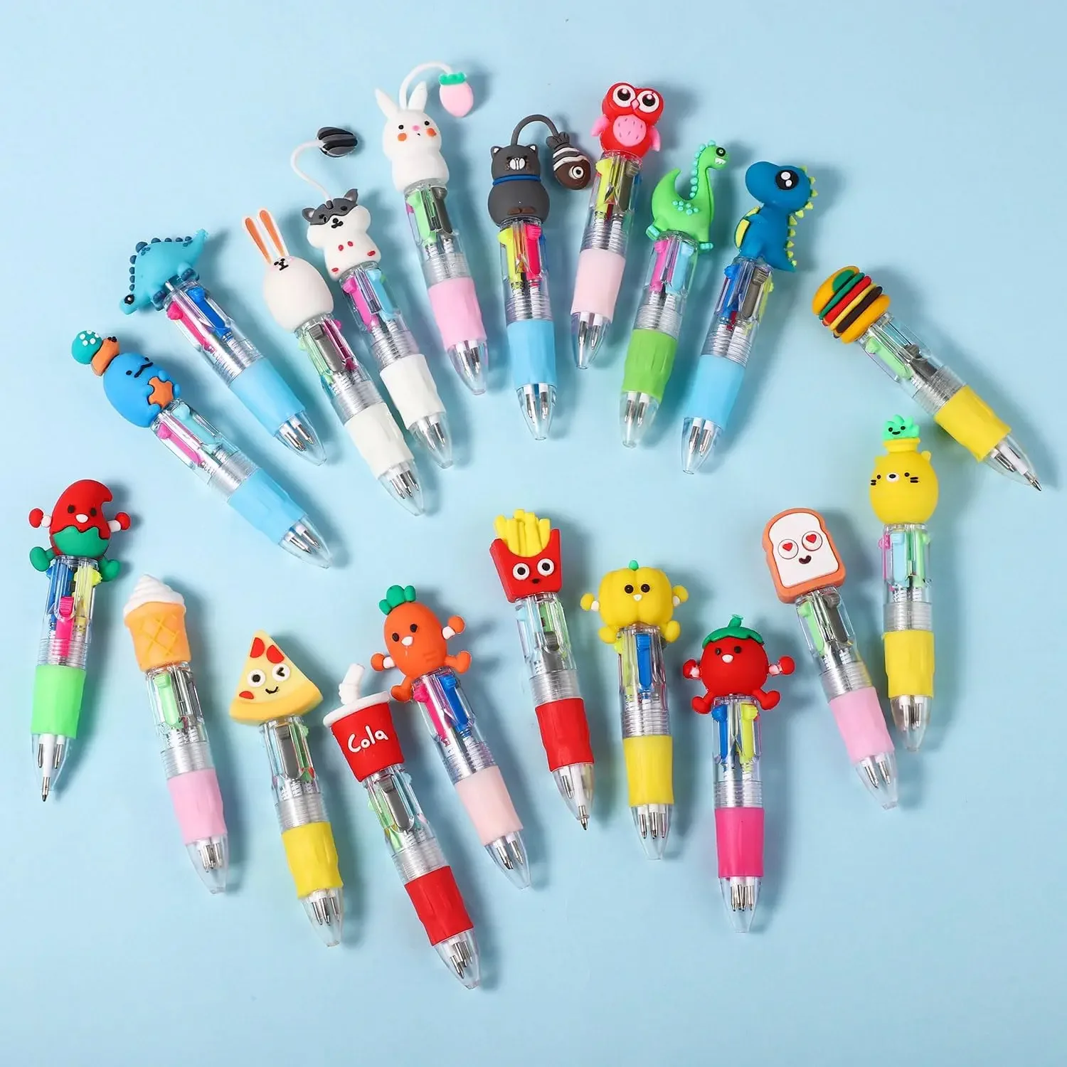 12 Pcs Wholesale Cute Cartoon Animals Assorted Fun Party Favors 4 Colors Ballpoint Pens for Kids Birthday Gifts Classroom Prizes