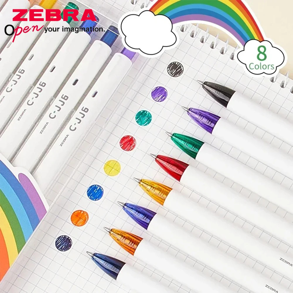 

8color/set Japan ZEBRA Gel Pens JJ6 Press Students To Make Handbook Notes Liquid-Ink Kawaii Stationery Supplies Back To School