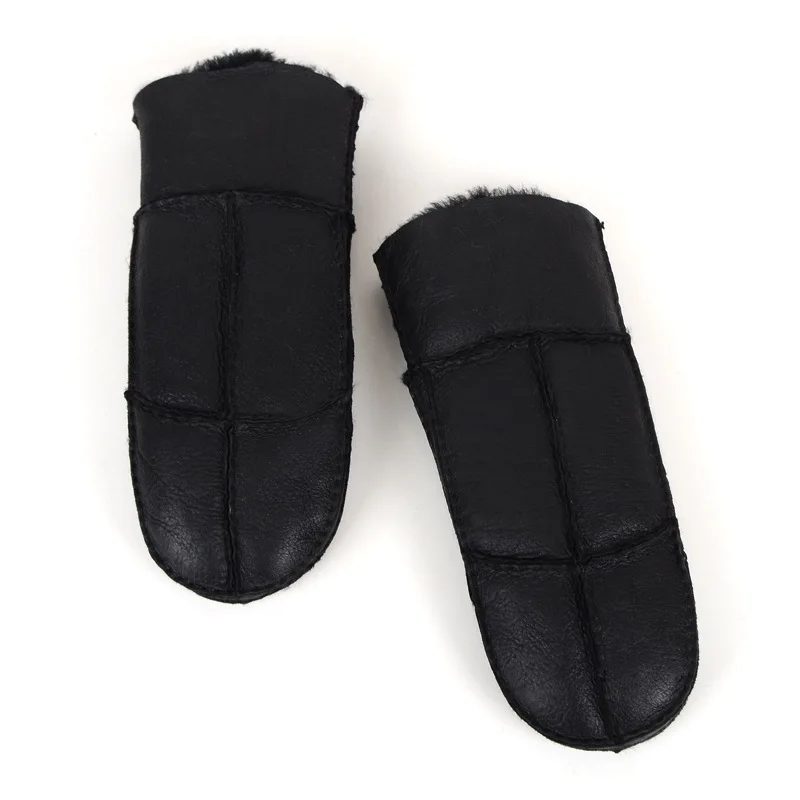 Women Winter Gloves Real Sheep Shearling Fur Mittens Full Fingers Soft Warm Thick Windproof Fluffy Hand Warmer