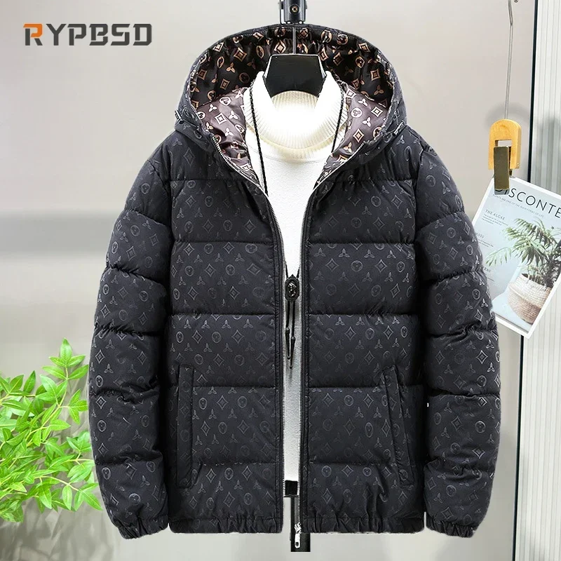 Männer Winter Puffer Jacke Dicke Warme Winddicht Mantel Luxus Marke Mode Druck Streetwear Mit Kapuze Harajuku Parka Jacke Oberbekleidung