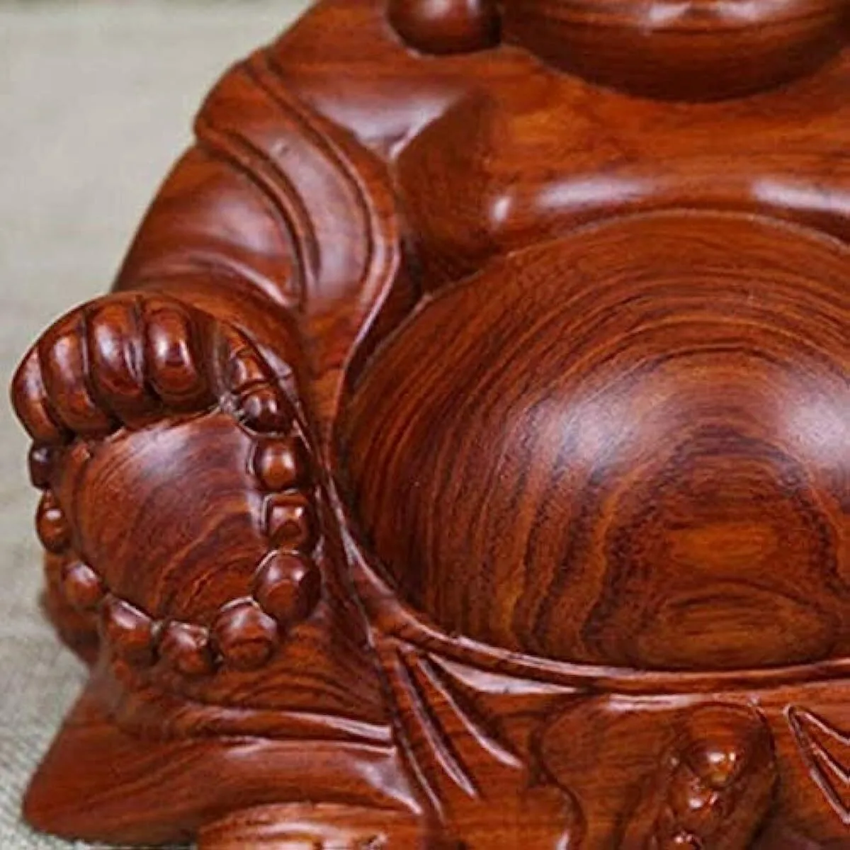 Holding Ingot Natural Red Wood Hand-Carved Feng Shui Laughing Buddhas Statues view 4