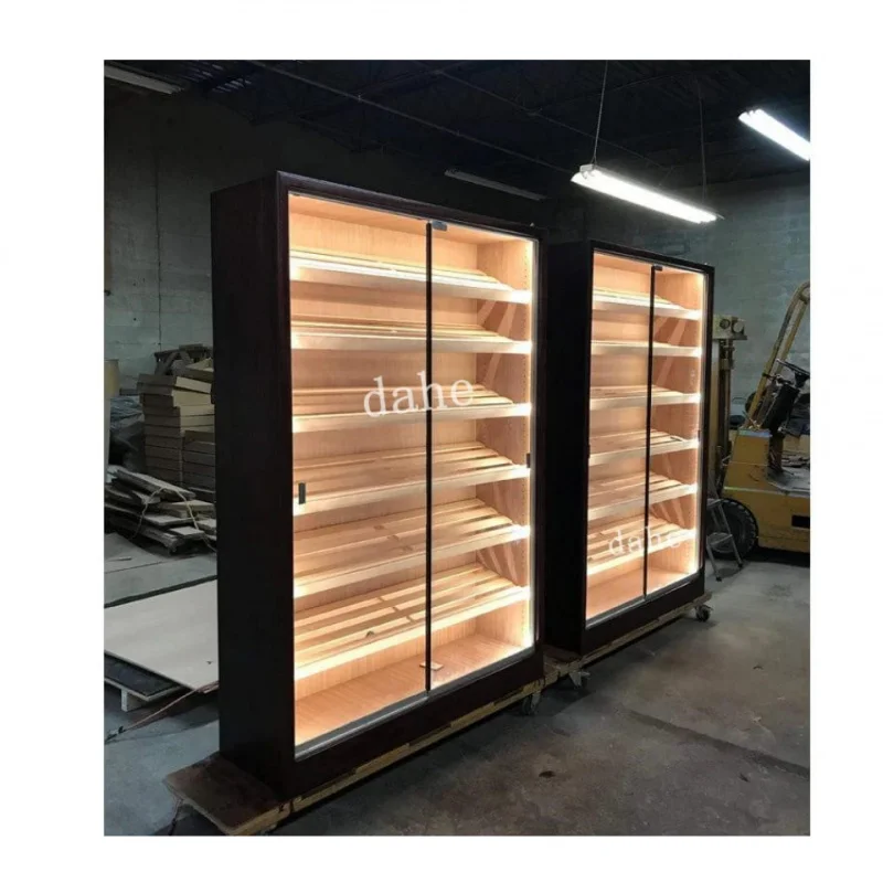 

custom.Cigar Humidor Display Cabinet with Light Spanish Ceder Rack Cigar Showcase Smoke Shop Double Door Cigar Humidifier Cabine