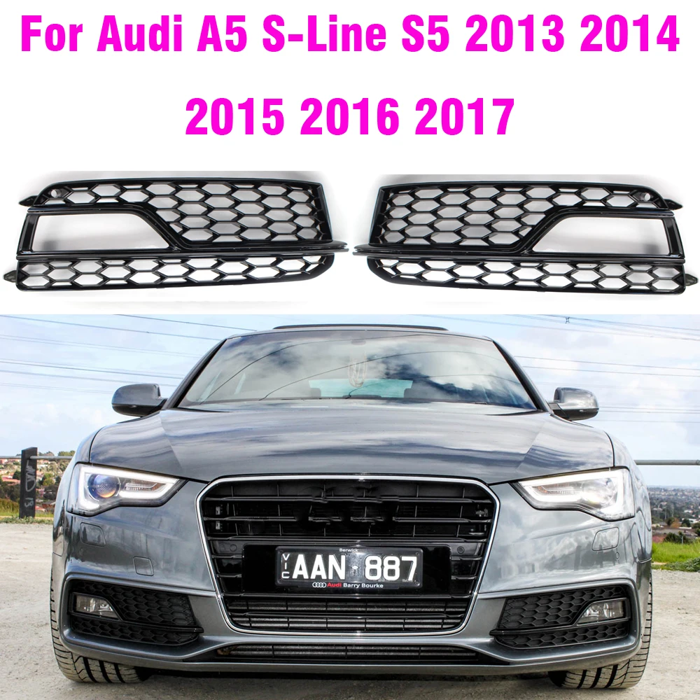 Car Front Fog Light Lamp Cover Honeycomb Grill Bumper Grille For Audi S5 A5 S-Line Bumper 2013 2014 2015 2016 8T0807682M