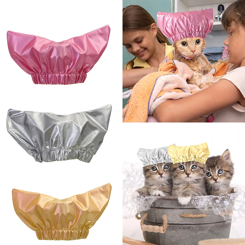 Cat Dog Pet Shower Caps Dual-Purpose Waterproof Small Shower Caps Reusable Keeps Kitten-Ears Dry Shower Caps Pet Supplies