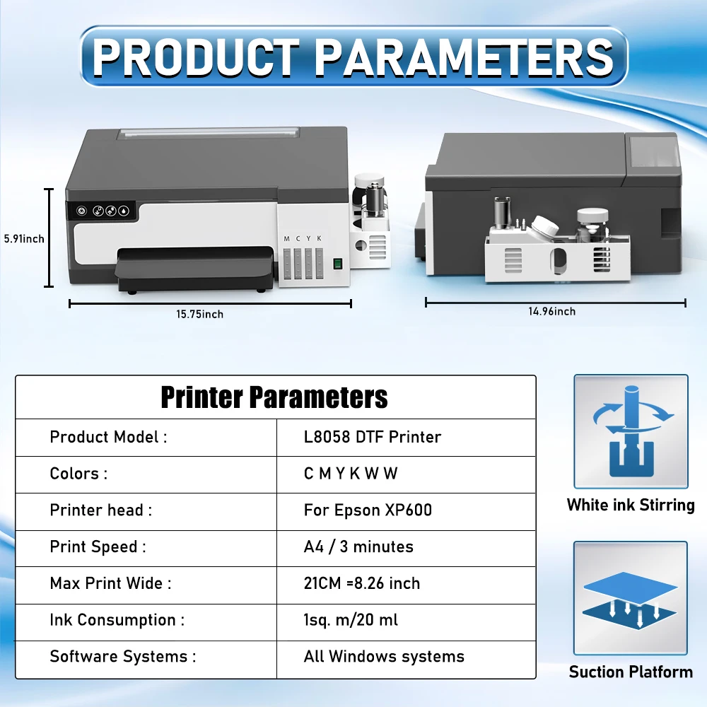 A4 DTF Printer A4 XP600 DTF Direct Transfer Film Printer for T-shirt Hoodies Jeans Bags Printer Printing A4 DTF Transfer Printer