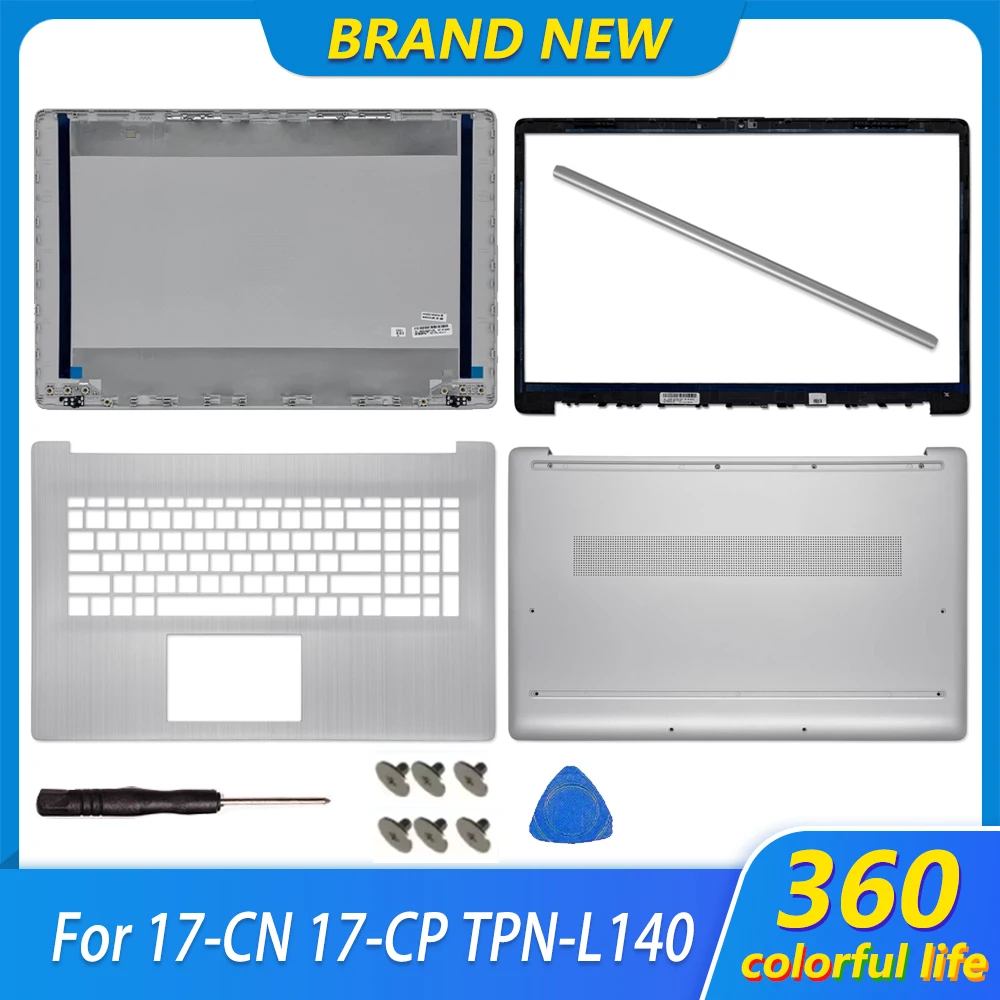 Новый чехол для ноутбука 17-CN 17-CP TPN-L140, задняя крышка ЖК-экрана, передняя панель, нижняя часть корпуса, шарнирная крышка M58382-001, серебристый
