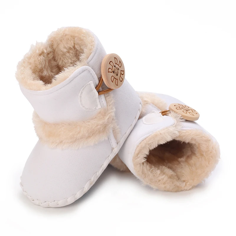 2023 Winter Baby Boots Infant Girls Boys Warm Fashion Solid Shoes with Fuzzy Balls First Walkers Kid Shoes 0-18M