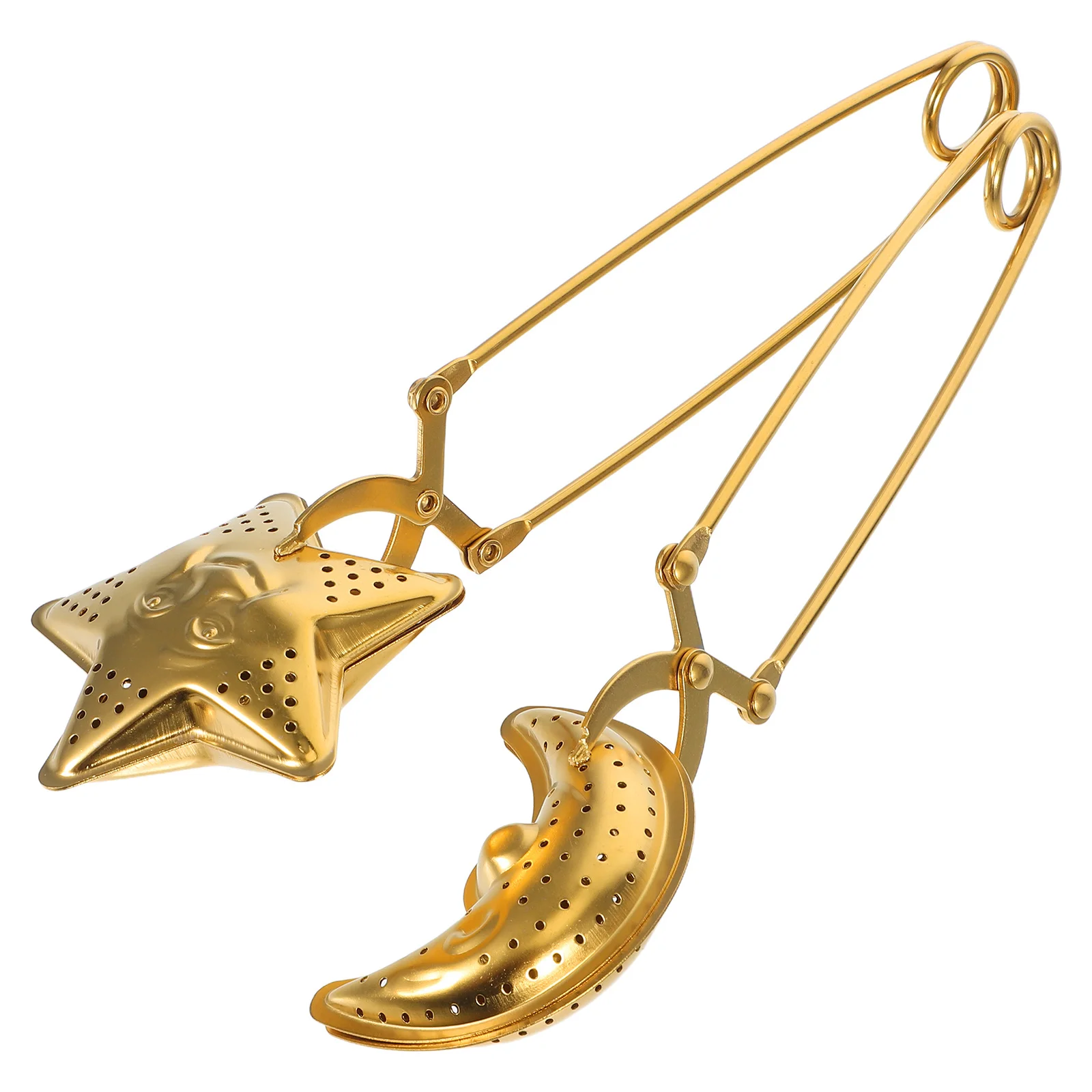 

2pcs Golden Strainer Stainless Steel Ball Infuser With Handle For Loose Leaf Tea Moon Star Shaped Filter Reusable Tea Maker Tool