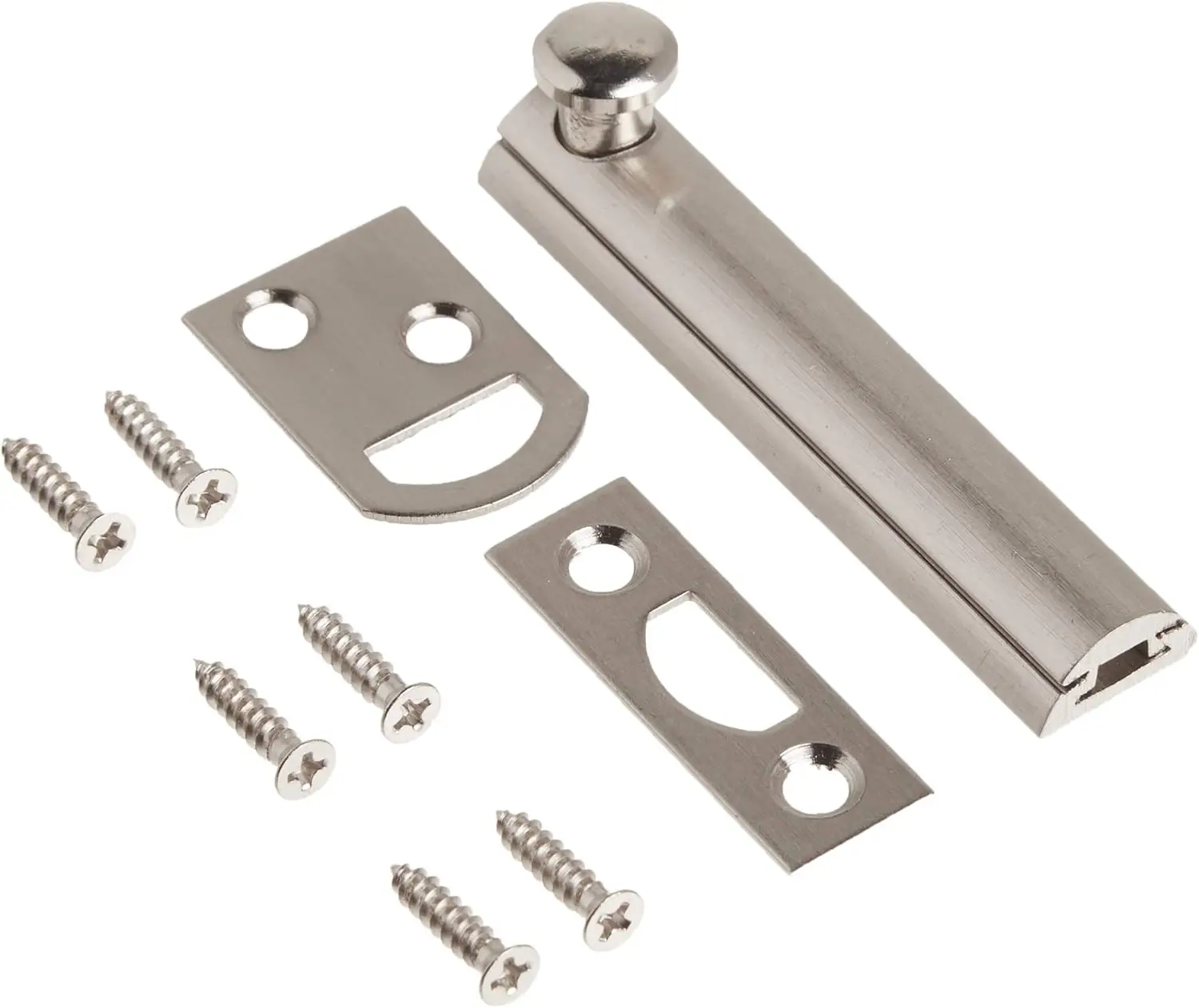 

Security Slide Latch Door Lock for Flush or Recessed Doors, Heavy Duty 3 Inch Satin Nickel Hardware
