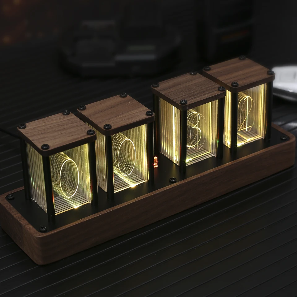Clocteck Nixie Tube Clock Digital RGB LED Desk Large Display rgb