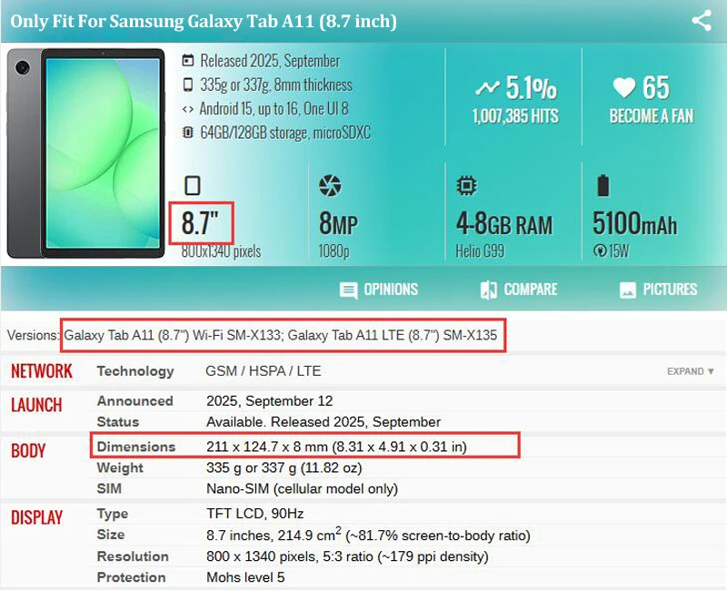 Etui na tablet Samsung Galaxy Tab A11 8,7 cala, luksusowe, skórzane, portfelowe, futerał na tablet Galaxy Tab A11 8,7, pokrowiec Coque SM-X130 X133 — zdjęcie produktu 6