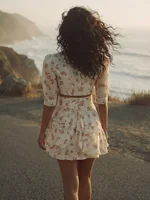 Floral Print Layered Ruffle Mini Skirt Suit Women's Round Neck Puff Sleeve Crop Top Skirts 2 Pieces Set 2026 Summer Dating Fits - Image 5