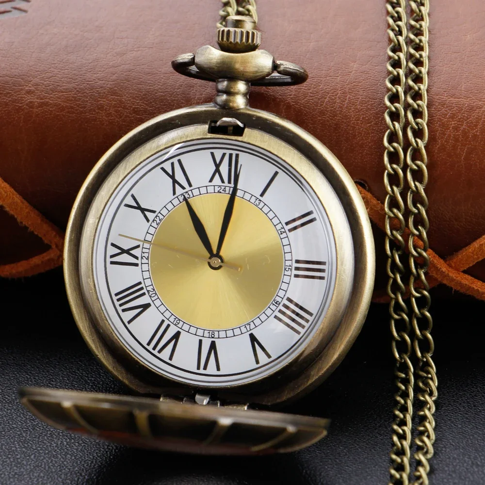 شكل عجلة شفافة الذهب الهاتفي البرونزية خمر الوقت جوهرة كوارتز ساعة الجيب للرجال المرأة رائعة قلادة قلادة هدية