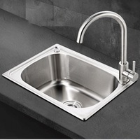 Silvery 304 Stainless Steel Kitchen Sink Multiple Size Undermount Basin Sink Single Tank Wash Vegetables Thickened Basin Set