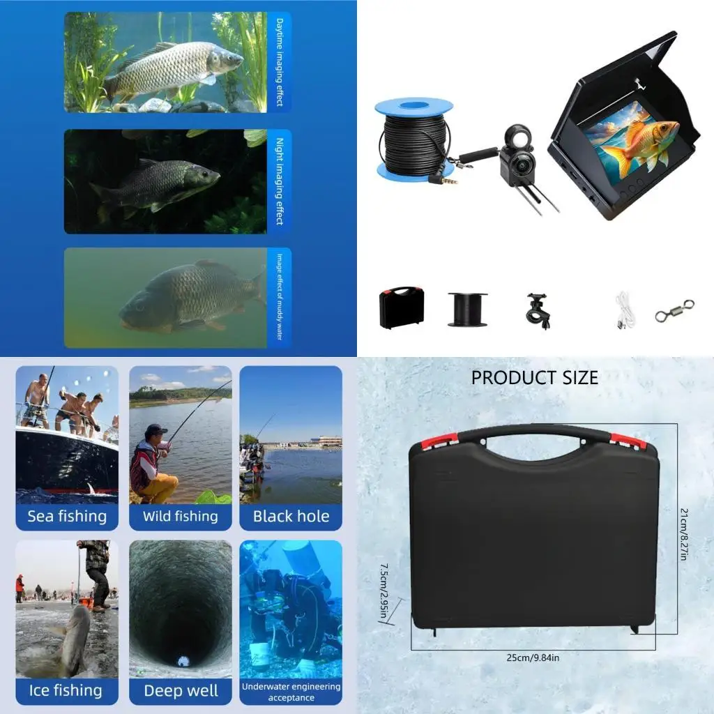 Monitor pesca sumergible LXAA con brillo ajustable 22 luces LED pantalla IPS
