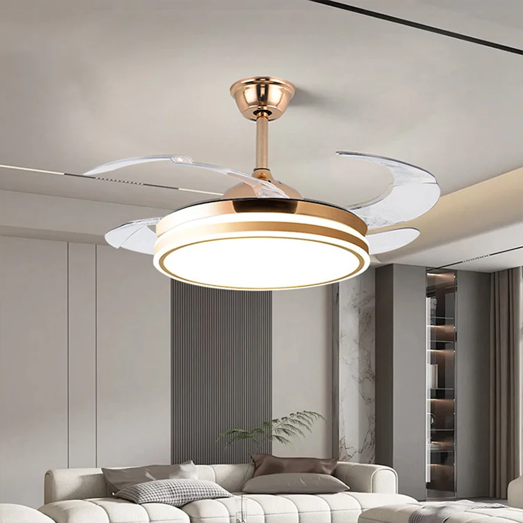 

New Product Indoor Home Living Room Dining Room Bedroom ABS 48 Inch Remote Control Retractable Ceiling Fan With Light