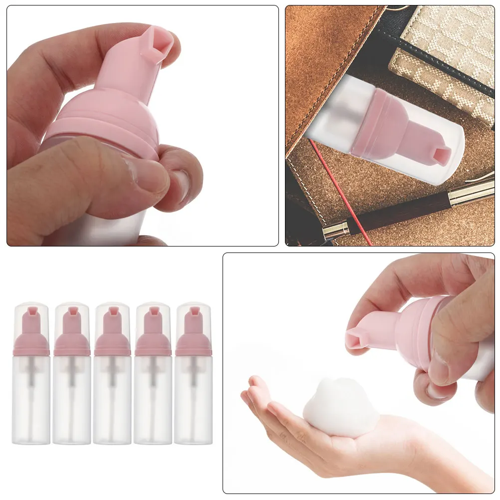 

5PCS Foaming Bottles Portable Reusable Plastic Mousse Bubble Shampoo H Soap Sub Containers Travel Bath Small Refillable Elegant