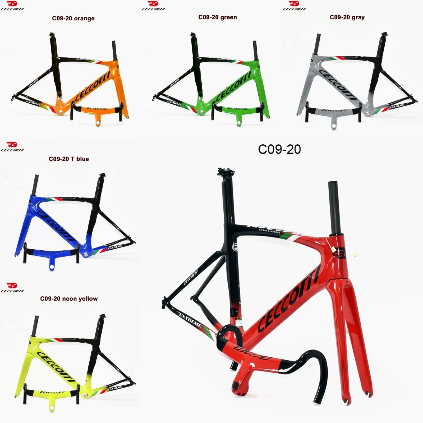 

Модель Ceccotti RF09 Карбоновая дорожная рама Max 700*28C Рама шоссейного велосипеда Внутренний трос 49-58 см Полный карбоновый обод Тормозные велосипедные рамы