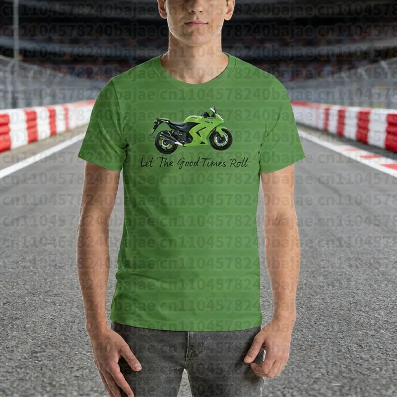 

25-26 летняя уличная быстросохнущая дышащая футболка Kawasaki из 100% хлопка с принтом, мужская и женская тонкая удобная мотоциклетная футболка