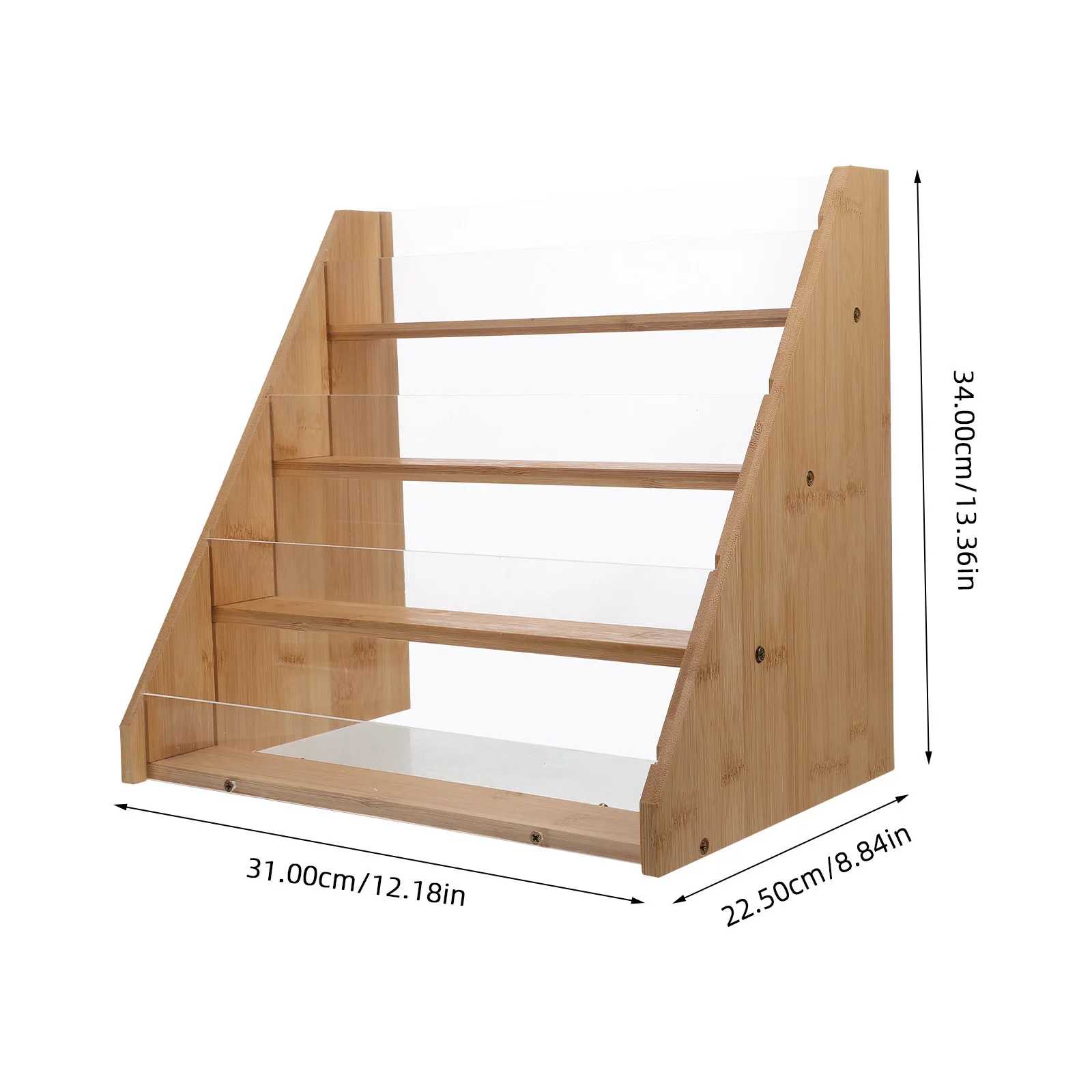 Bamboo Greeting Card Display Stand Multi-Tier Organizer for Postcards Birthday Cards Photo Holder Tabletop Storage