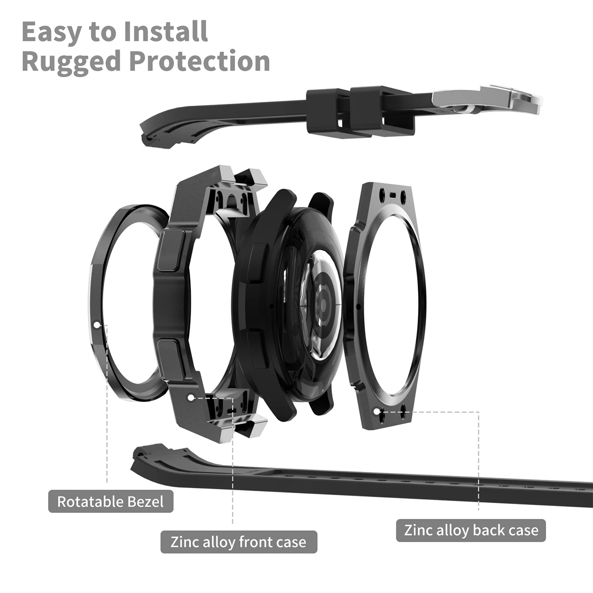 Modification Kit For Samsung Galaxy Watch 6 Classic 47mm Stainless Steel Metal Case Strap For Galaxy 6 Classic 43mm Rubber Band