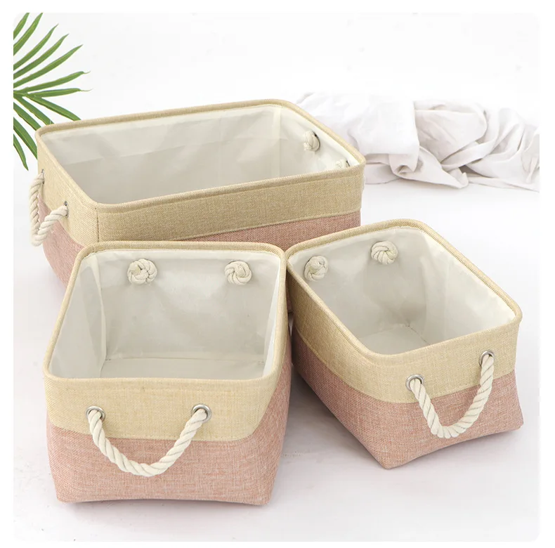 Cotton and Linen Foldable Storage Basket for Sorting and Organizing Miscellaneous Items Storage Baskets Woven Basket