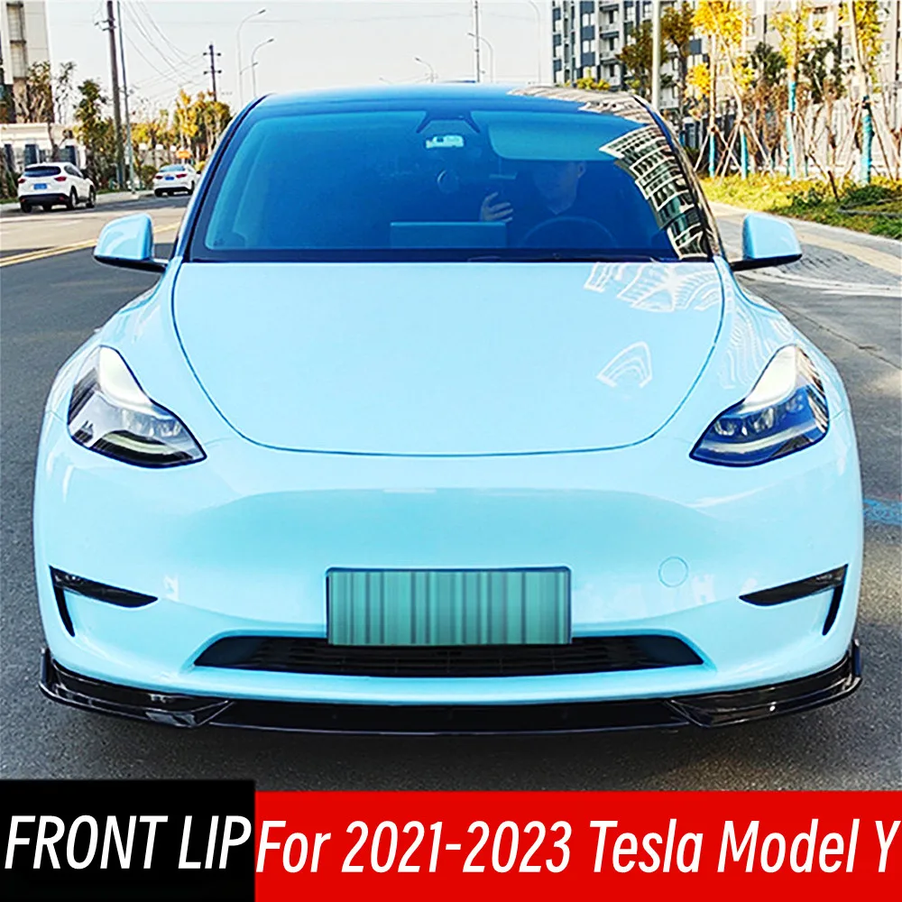 

For Tesla Model Y 2021 22 23 Front Bumper Lip Chin Spoiler Diffuser Bodykit Protective Cover Deflector Car Tuning Accessories