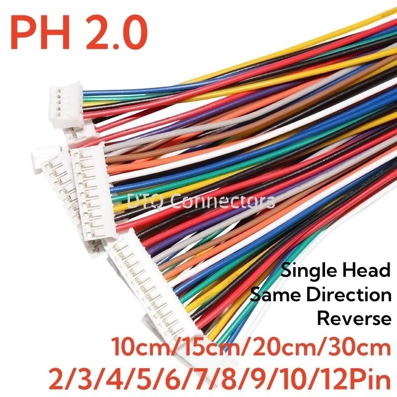 10PCS Mini Small Micro JST 2.0mm PH2.0 Male Female Connector 2/3/4/5/6/7/8/9/10-Pin Plug With terminal Wires Cable Socket 26AWG