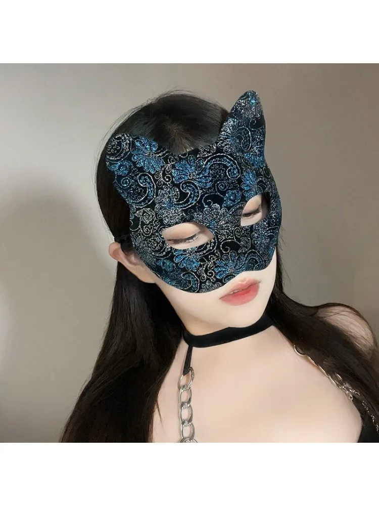 Maska na Halloween Półmaska Kotka Cosplay Maskarada Impreza Seksowna Maska na Oczy Woalka Zakrywająca Twarz Rekwizyty Damskie Męskie Kobieta Fnaf Kobiety