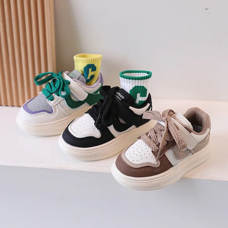 

Children's Sports Shoes Girls 2025 Spring Autumn New Leather Shoes PU Leisure Soft Soled Boys Sneakers Baby Girl Casual Shoes