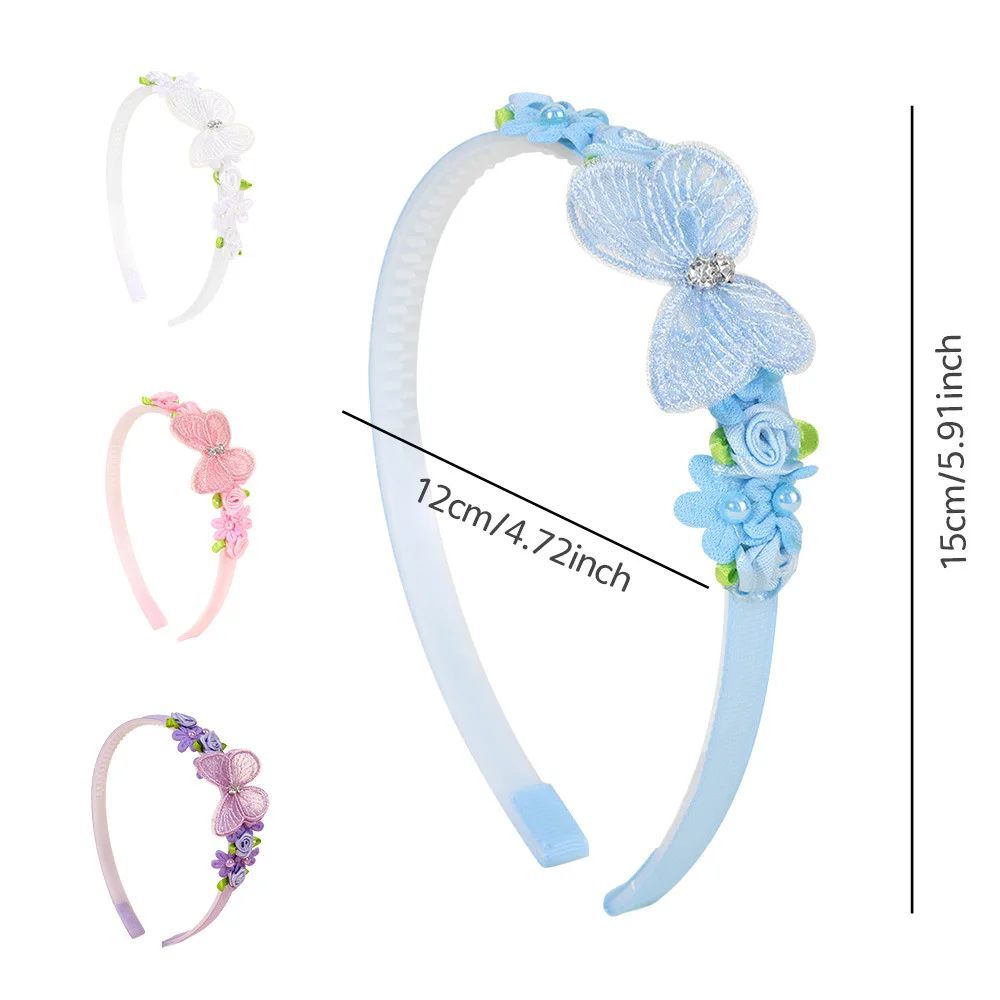 1Pcs Children Butterfly Headband Lace Flower Headpiece for Girls Daily/party Cute Hair Accessories,available in Multiple Colors view 5