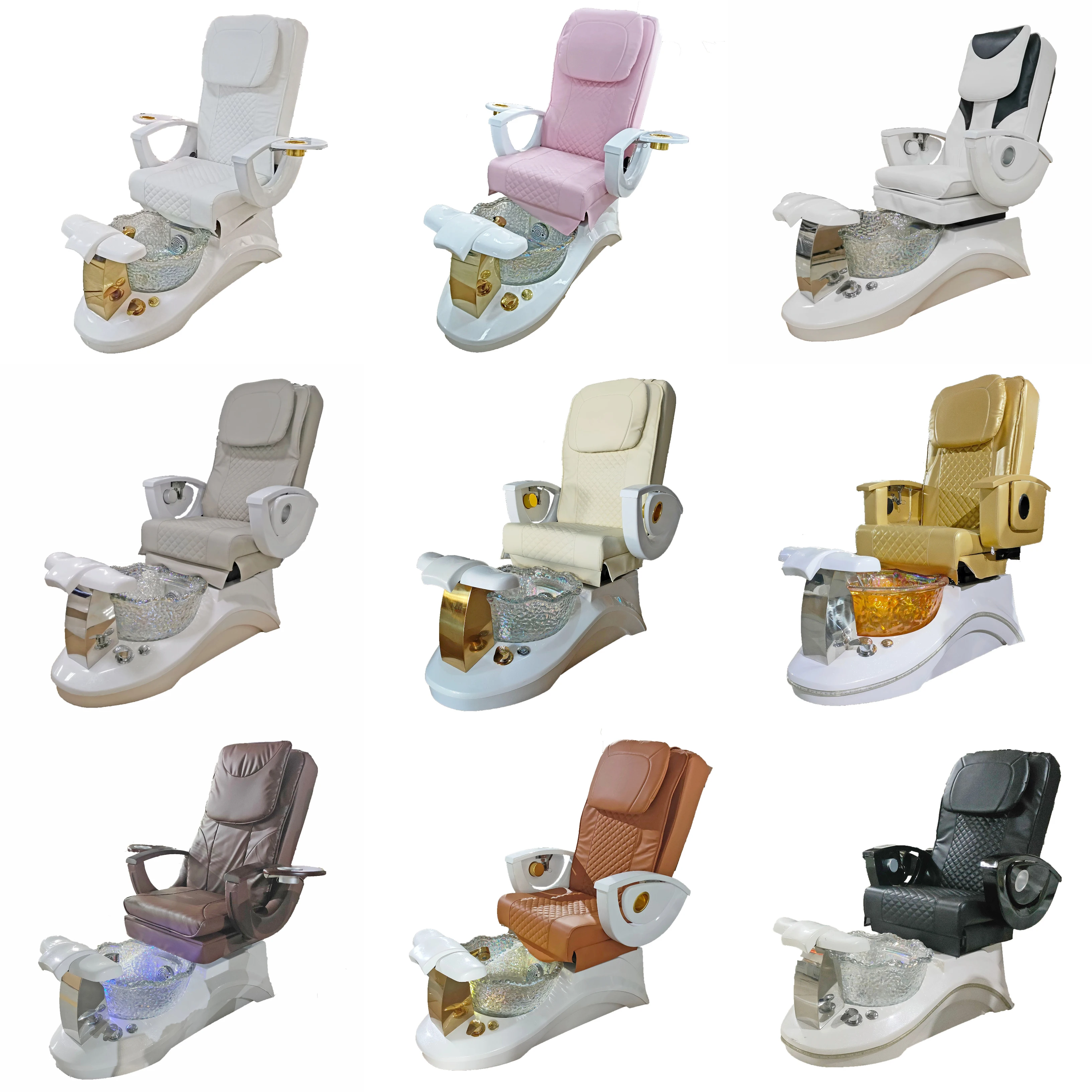 2024 Poltrone per pedicure per massaggio elettrico di lusso Poltrona per pedicure per manicure spa per salone di bellezza con bacino Guangzhou