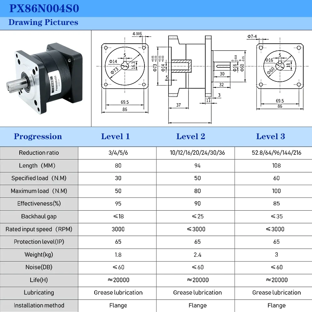 HLTNC  Ratio  3 4 5 6 8 nema 34 Close loop stepper Servo Motor speed reducer Planetary Gearbox Axle diameter 16 mm for cnc