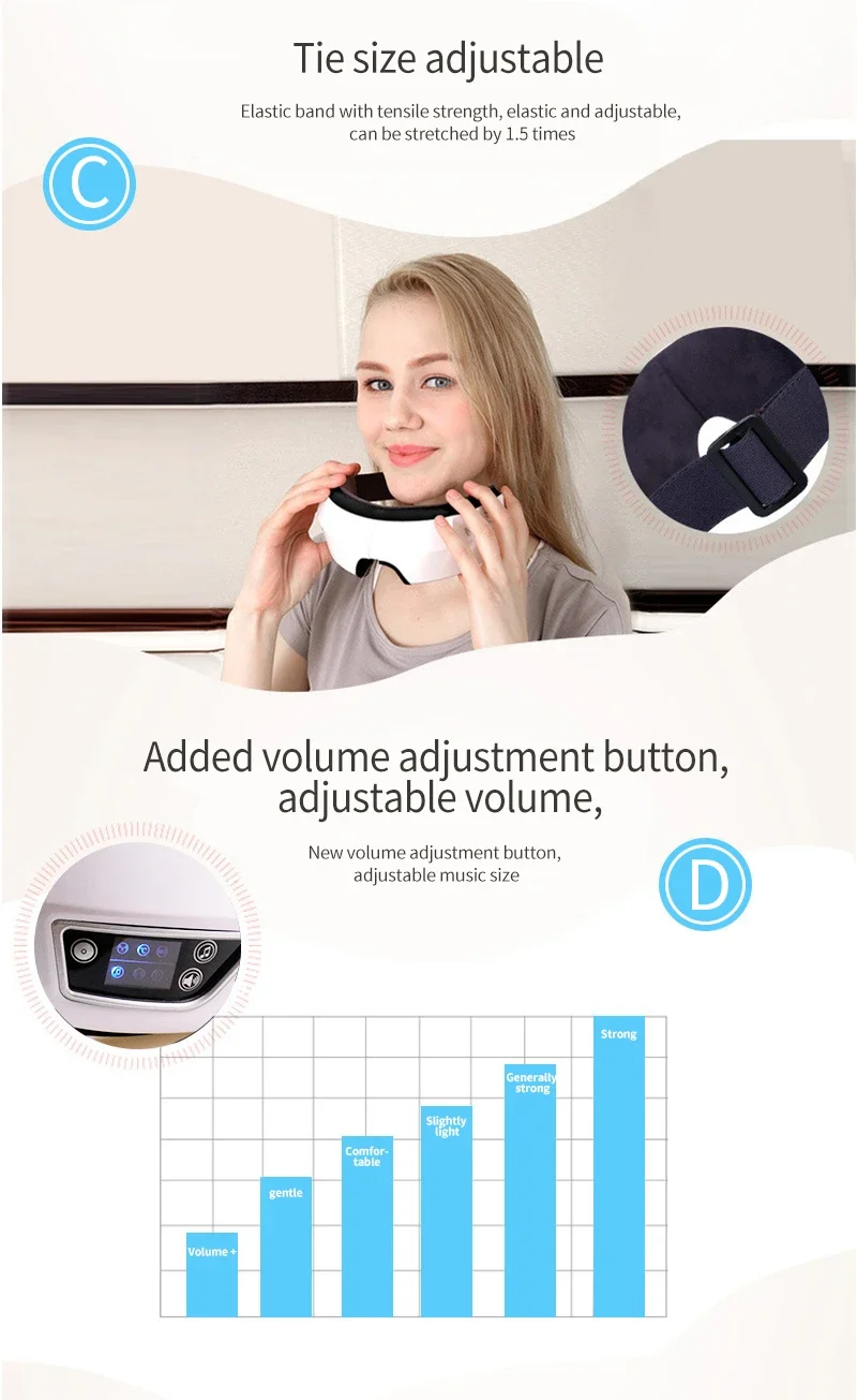 Smart Foldable Eye Massager Rechargeable Bluetooth Eye Mask Vibration Massage Relieve Fatigue Portable Eye Relax Care Device
