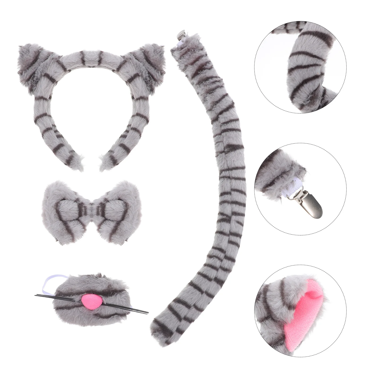 

1Set Cat Print Animal Headband Comfortable Soft Fit Halloween Ears Headband Party Cosplay Cat Ear Costume Accessory
