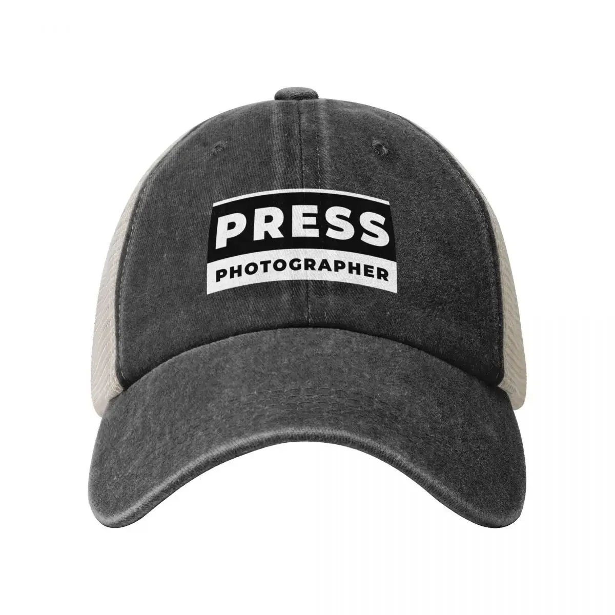 Press Photographer ID Cowboy Mesh Baseball Cap Designer Hat Dropshipping Bobble Hat Snap Back Hat Girl Men's