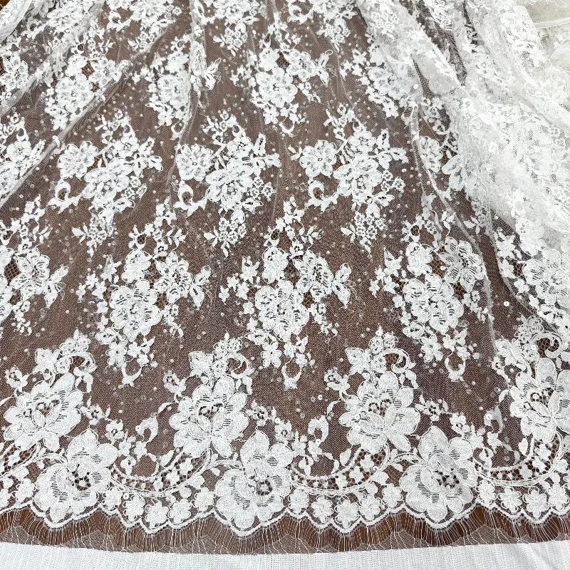 3 Meters Classic Pattern Positioning Embroidery Eyelash Lace Fabric 1.5 Meters Wide For Clothing Accessories Sewing Projects